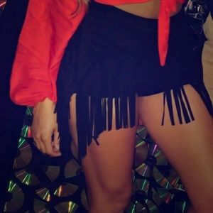 Black iheartraves fringe shorts